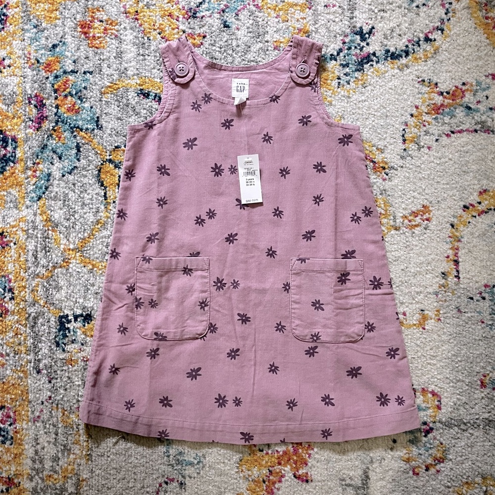 Baby Gap, Girls, 3T Lavender Flower Jumper Dress, NWT
